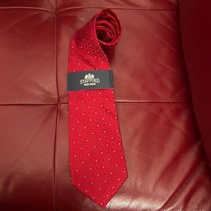 STAFFORD MEN’S CLASSIC TIE NWT Red Interconnect Geo